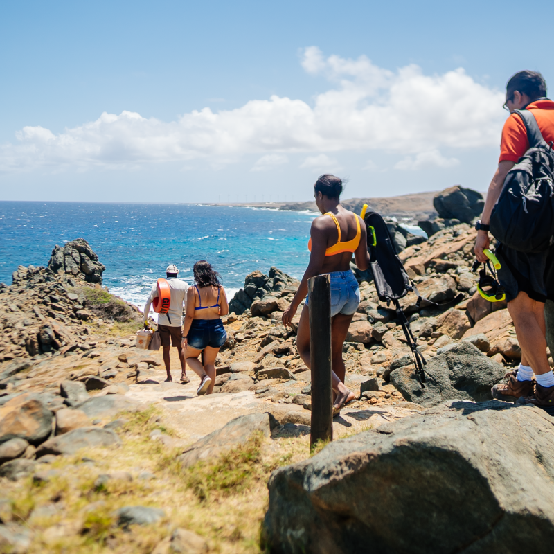 Walking down to the Natural Pool