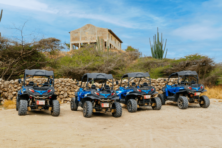 a motorcycle is parked on the side of a dirt road