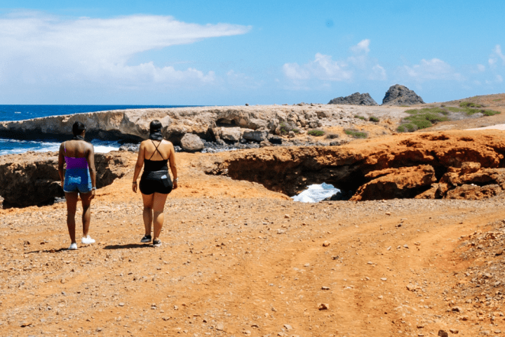 a person standing on a rocky beach