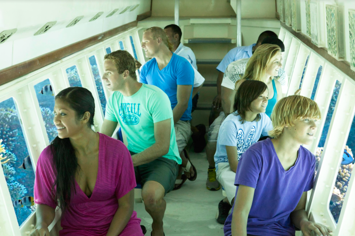 a group of people standing in a room