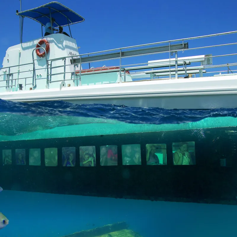 a ship and a pool of water