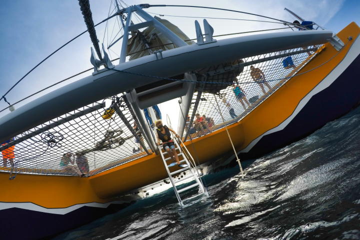a boat sitting on top of a body of water