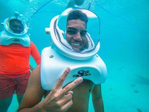 a person swimming in the water