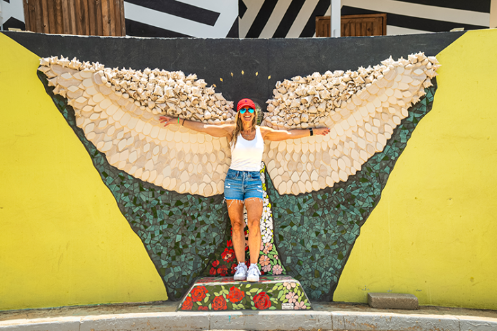 posing for pictures during de palm tours jeep tour safari through san nicolas street art