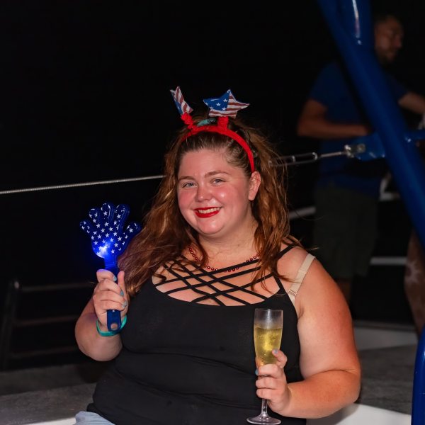 a girl celebrating 4th of july on aruba