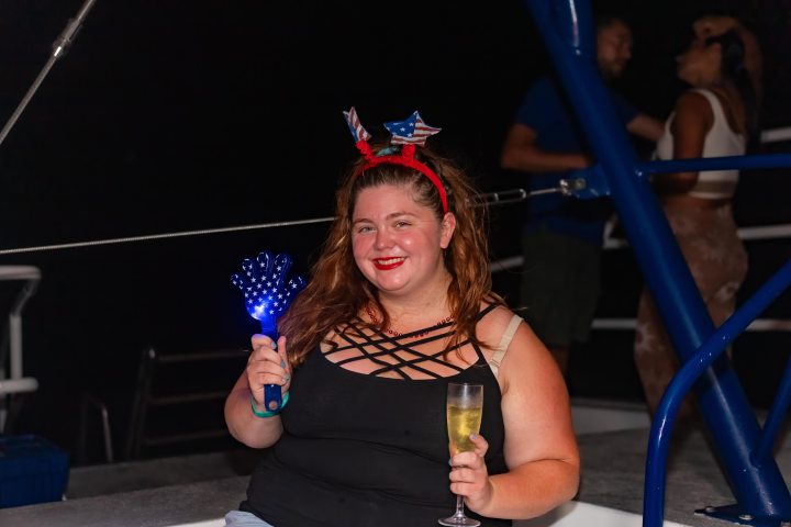 a girl celebrating 4th of july on aruba