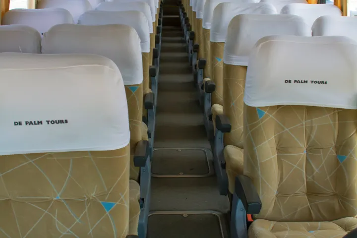 a train that is sitting on a chair