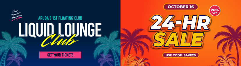 Split image: Left, Liquid Lounge Club flyer; Right, 24-HR sale, 20% off.