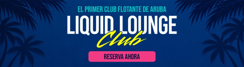 Ad for Liquid Lounge Club with palm trees and text in Spanish.