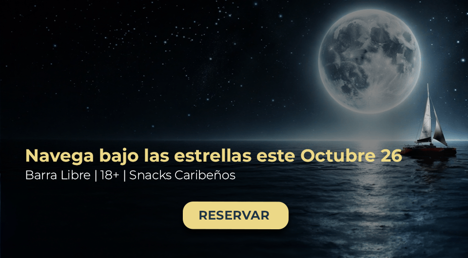 Sailboat on moonlit sea with text about an event on October 26.